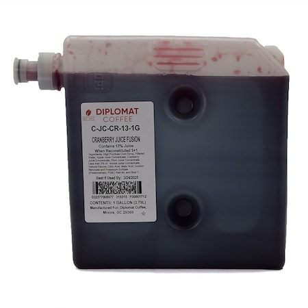 Diplomat Coffee Cranberry - 13% Cranberry Juice Concentrate BIB 3 x 1 gal cs, 3PK C-JC-CR-13-1G