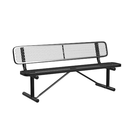 Leisure Craft Leisure Craft 6 FT Outdoor Bench with Back, Portable, Black B6WBP-BLACK