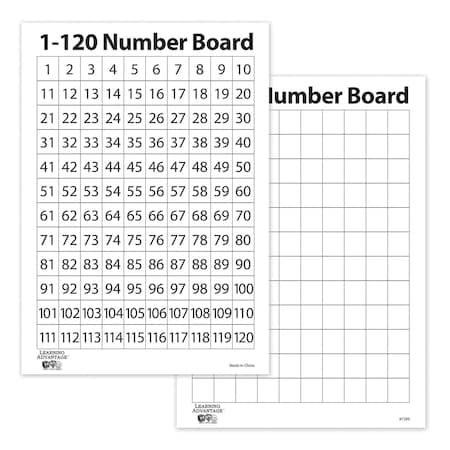 Learning Advantage 1-120 Number Dry Erase Boards, 10PK 7289