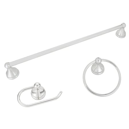 Boston Harbor Venetian Bath Hardware Set, Steel/Stainless Steel/Zinc, Chrome, 3-Piece, For: Bathroom 5003C