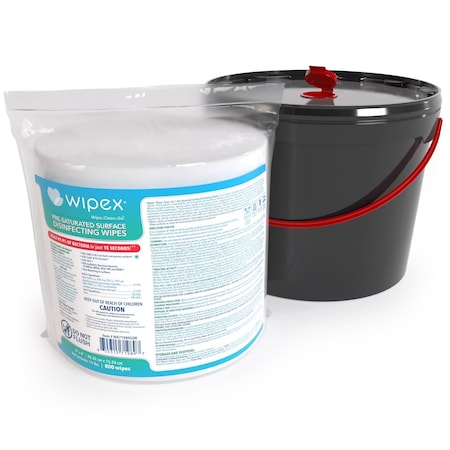 Wipex EPA-Registered Disinfecting Wipes 800ct Bundle, 1 Refill Roll + XL 11-Liter Bucket, 800 Wipes WX71989SDR-1-Kit-11LB
