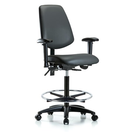 Blue Ridge Ergonomics Vinyl Chair, Vinyl, Adjustable Arms BR-VHBCH-MB-RG-T1-A1-CF-RC-8823