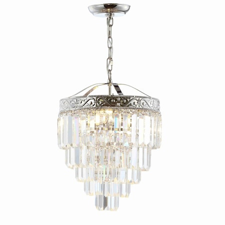 Jonathan Y Wyatt 12" 2-Light Crystal LED Chandelier, Polished Nickel/Clear JYL9006A