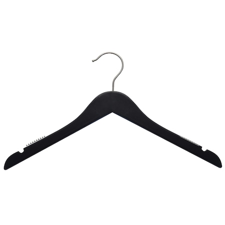 Nahanco 17in Low Gloss Black Wooden Shirt Hanger, 100PK 20217