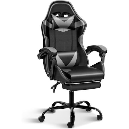 Yssoa Gaming Chair, Computer Chair with Footrest, Height Adjustable and 90 Deg-135 Deg Tilt Functio FNCHARGAME01BGFR