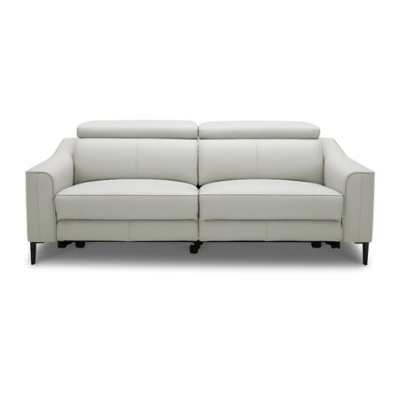 Homeroots 74" Gray Leather Reclining Sofa With Black Legs 488832