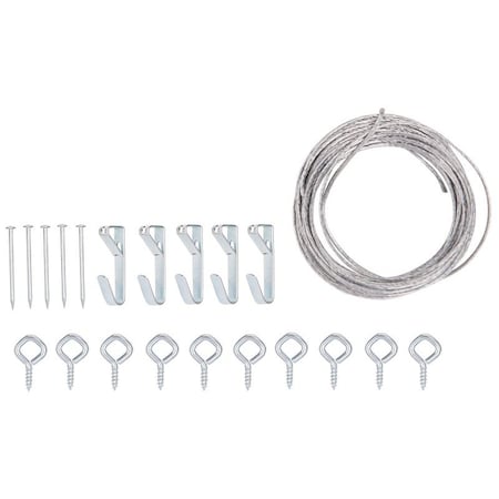 Prosource Picture Hanging Kit, 20 lb, Steel, Zinc, Zinc, Nail-In Mounting PH-121127-PS