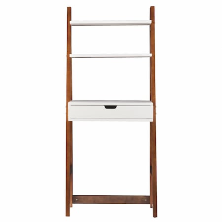 Homeroots Compact White with Weathered Oak Leaning Desk 402065
