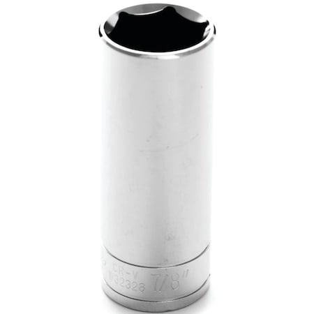 Perform Tool Socket 1/2 In Drive; 7/8 In; Standard; Deep Socket; 6 Point; Polished Nickel Chrome Plated W32328