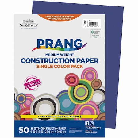 Sunworks Construction Paper, Blue, 50PK PAC7403