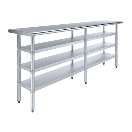 Amgood 18in D x 84in L Stainless Steel Table, Three Undershelves AMG WT-1884-3SH-Z