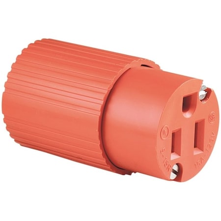 Eaton Wiring Devices Straight Blade Connector, 5-15R, 15 A, 125V AC, 2 Pole, 3 Wire, Screw Terminals, Orange 6887-BOX