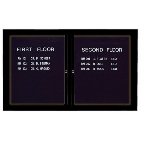 Aarco Illuminated Outdoor Enclosed Directory w/ Al Frame, Powder Coated Black, 36''Hx60''W OADC3660IBK