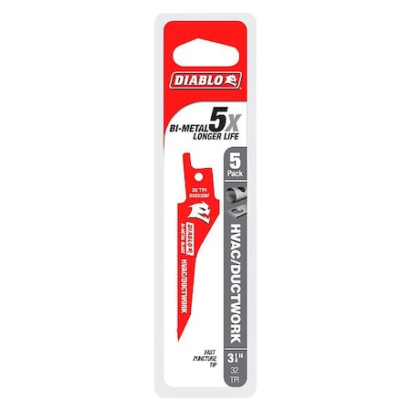 Diablo 3.25 in x 32 TPI Reciprocating Saw Blade, 1 PK DS0332BF5