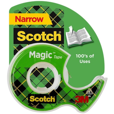 3M Scotch, Magic Tape In Handheld Dispenser, 1In Core, 0.5in X 66.66 Ft, Clear 119