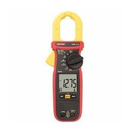Amprobe Digital Clamp Meter, LCD, 600 A, 1.2 in (30 mm) Jaw Capacity, CAT III 600V Safety Rating AMP-210