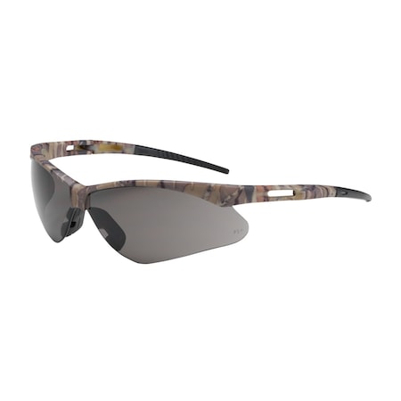 Bouton Optical Semi-Rimless Safety Glasses with Camouflage Frame, Gray Lens and Anti-Scratch Coating 250-AN-10123