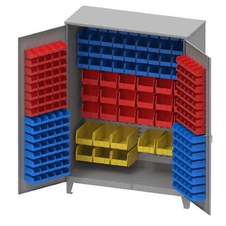 Pucel Flush Door Bin Cabinet, 60 in W x 90 in H x 24 in D, Putty HDBC-6084-00-227-L