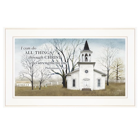 Homeroots I Can Do All Things 2 White Framed Print Wall Art 406318