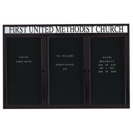 Aarco Outdoor Enclosed Directory w/ Al Frame Header, Powder Coated Black, 48''Hx72''W OADC4872-3HBK