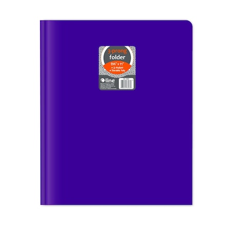 C-Line Products 8-1/2" x 11" Purple Two-Pocket Heavyweight Poly Portfolio Folder with Prongs, 25EA/BX, 6BX/CT 33969-BX