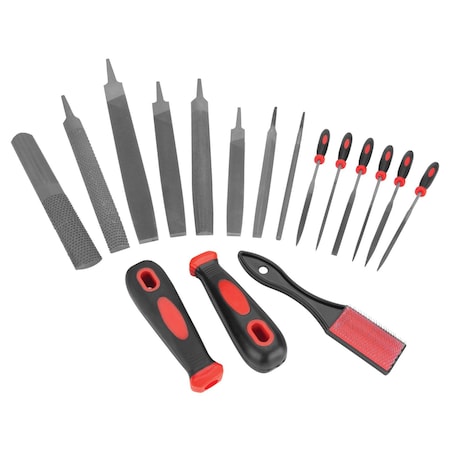 Performance Tool 17 pc. Multipurpose File Set, T12 Steel, 6 in. & 8 in. Files, Handles W7549