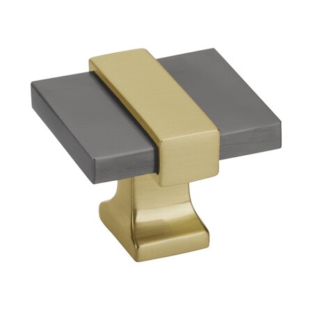 Amerock Overton 1-3/8 in 35 mm Length Black Chrome/Brushed Gold Cabinet Knob BP36680BCRBGL