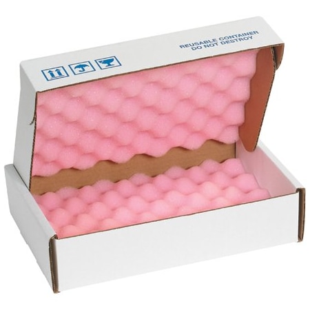 Partners Brand Anti-Static Foam Shippers, 12" x 8" x 2 3/4", Pink/White, PK24 FSA1282