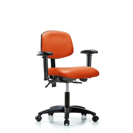 Blue Ridge Ergonomics Desk Chair Desk Chair, Vinyl, Tilt AA Casters, Orange, Adjustable Arms, 18" to 23" Height, Vinyl BR-VDHCH-RG-T1-A1-RC-8613