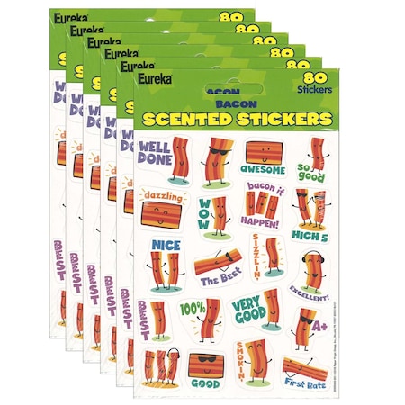 Eureka Bacon Scented Stickers, 80 Per Set, 6PK 650946