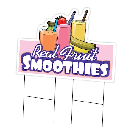 Signmission Real Fruit Smoothies Yard & Stake outdoor plastic coroplast window, C-DC-2436-Real Fruit Smoothies C-DC-2436-Real Fruit Smoothies