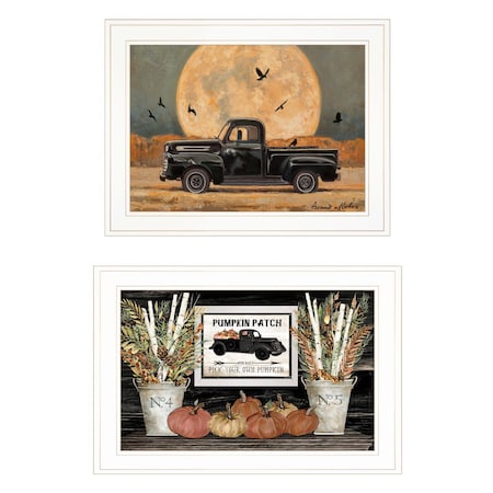 Homeroots Set Of Two Harvest Moon 1 White Framed Print Kitchen Wall Art, 2PK 407061