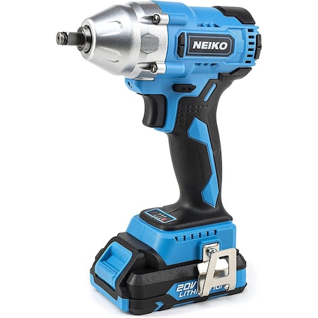 Neiko 3/8'' Drive Brushless Cordless Impact Wrench with 20V Lithium-Ion Battery and Charger 10880A