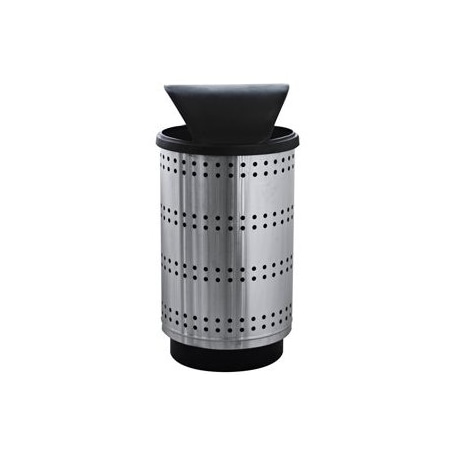 Witt Industries 50 Gallon Outdoor Decorative Stainless Steel Receptacle, Hood top PC55P-SP1-HT