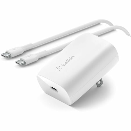 Belkin Belkin 30W USB-C PD 3.0 PPS Wall Charger + 3.3ft USB-C to USB-C Cable - Fast Charging - White - 30 W - White WCA005DQ1MWH-B6