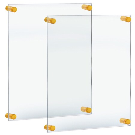 Azar Displays 22inW x 28inH Sign Holder with 1in GOLD Caps and Standoffs, 2PK 105530-GLD-2PK