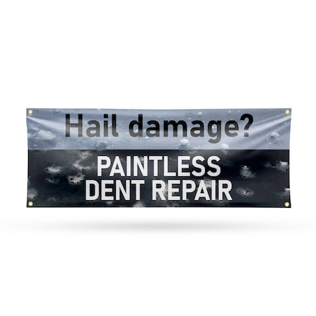 Signmission Hail Damage Paintless Dent Repair, 18 Inch x 48 Inch, Vinyl Banner B-30686