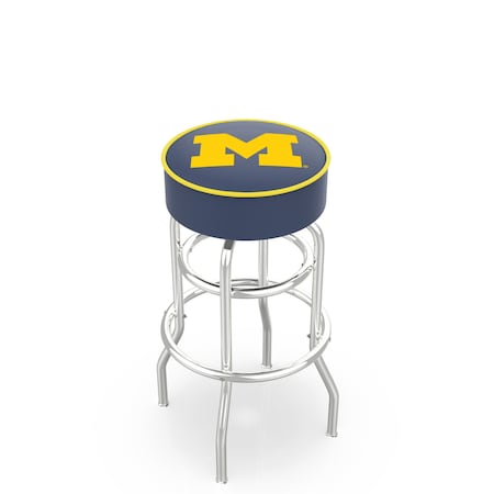 Holland Bar Stool Co 25" 4" Michigan Cushion Seat, Double-Ring Chrome Swivel Bar Stool L7C125MichUn