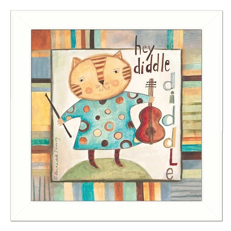Homeroots Hey Diddle Diddle White Framed Print Wall Art 404328