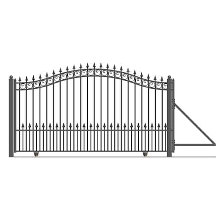 Tepee Supplies 12 ft. Prague Style Iron Single Slide Driveway Gate with AC1500 Operator TE3289401