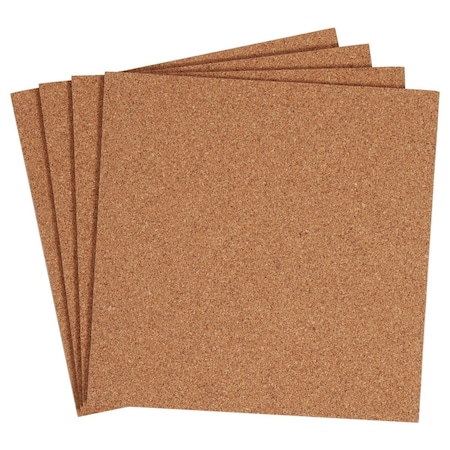 U Brands 12'' x 12'' Cork Tile Board, 4PK 269U04-12