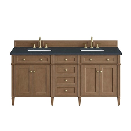 James Martin Vanities Brittany 72" Double Vanity, Pecan w/ 3 CM Charcoal Soapstone Silestone Top 655-V72-PCN-3CSP