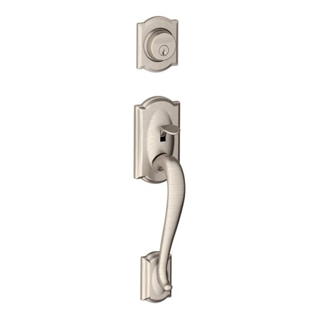 Schlage Residential Entrance Handleset Exterior Only, Camelot Style, Satin Nickel F58 CAM 619