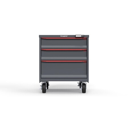 Strong Hold 3 drawer cabinet - (2x 6in, 1x 10in) - Red accents - Electronic Lock S3036-PCRAS-0302DS