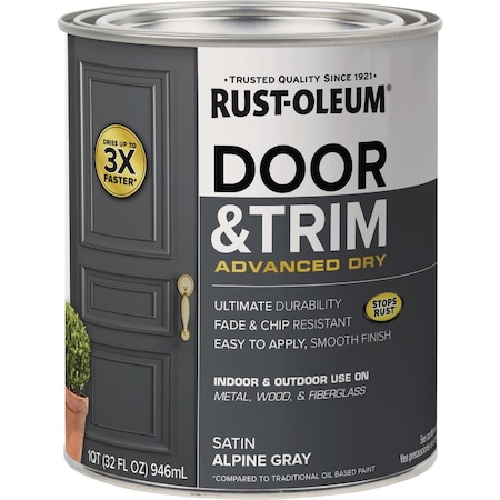 Rust-Oleum Stops Rust 1 Qt. Satin Alpine Gray Door & Trim Paint 369387