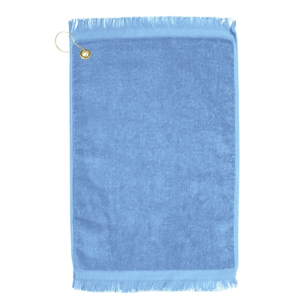 Towelsoft Premium Fringed Velour Golf Towel with Corner Hook &Grommet Placement-Light Blue Golf-EV1407CL-LGT-BLU