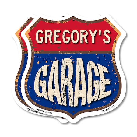 Signmission Gregory's Garage, 12 inch X 12 inch, Plastic Sign, 2PK SHI-P-2PACK-12-383-GREGORY