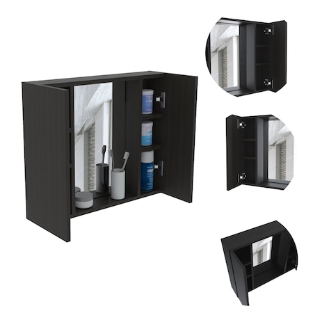 Homeroots 24" Black Laminate Accent Cabinet With Four Shelves 477610