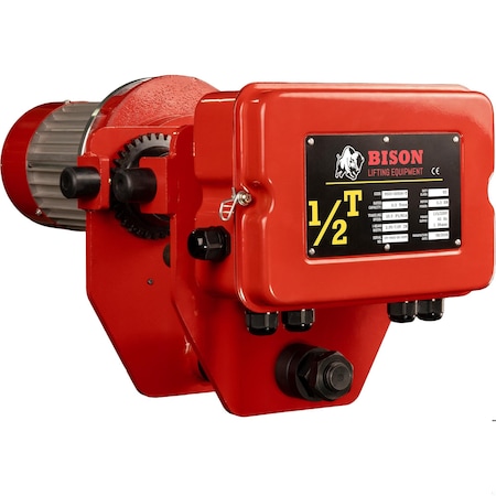 Bison Lifting Equipment Motorized Trolley, 1000 lb (1/2 Ton), 115/230v, With Pendant Controller HHB050+T