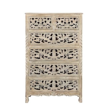 Homeroots 35" Gray Solid Wood Six Drawer Chest 521241